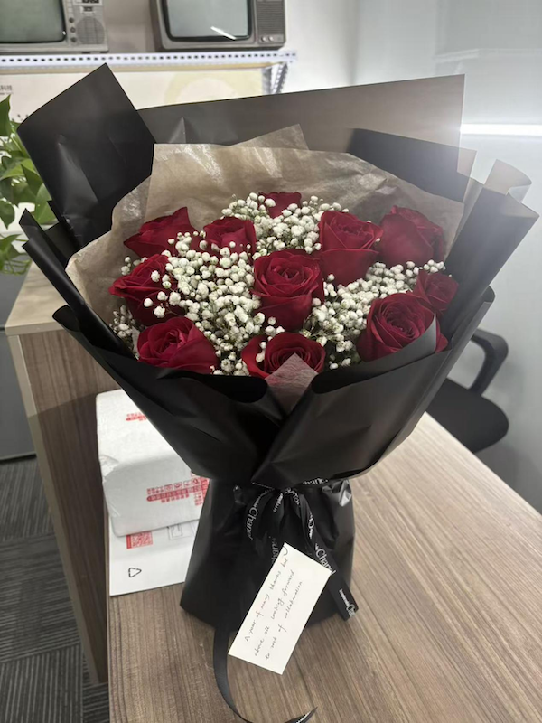 The customer gave flowers as a gift